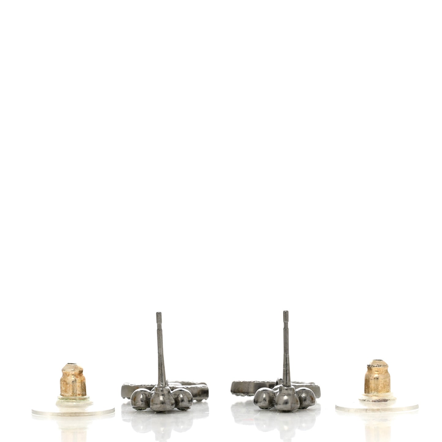 Crystal CC Drop Earrings Ruthenium