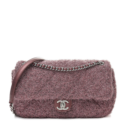 Chanel Lurex Knit Medium Pluto Glitter Flap Pink 1 of 12