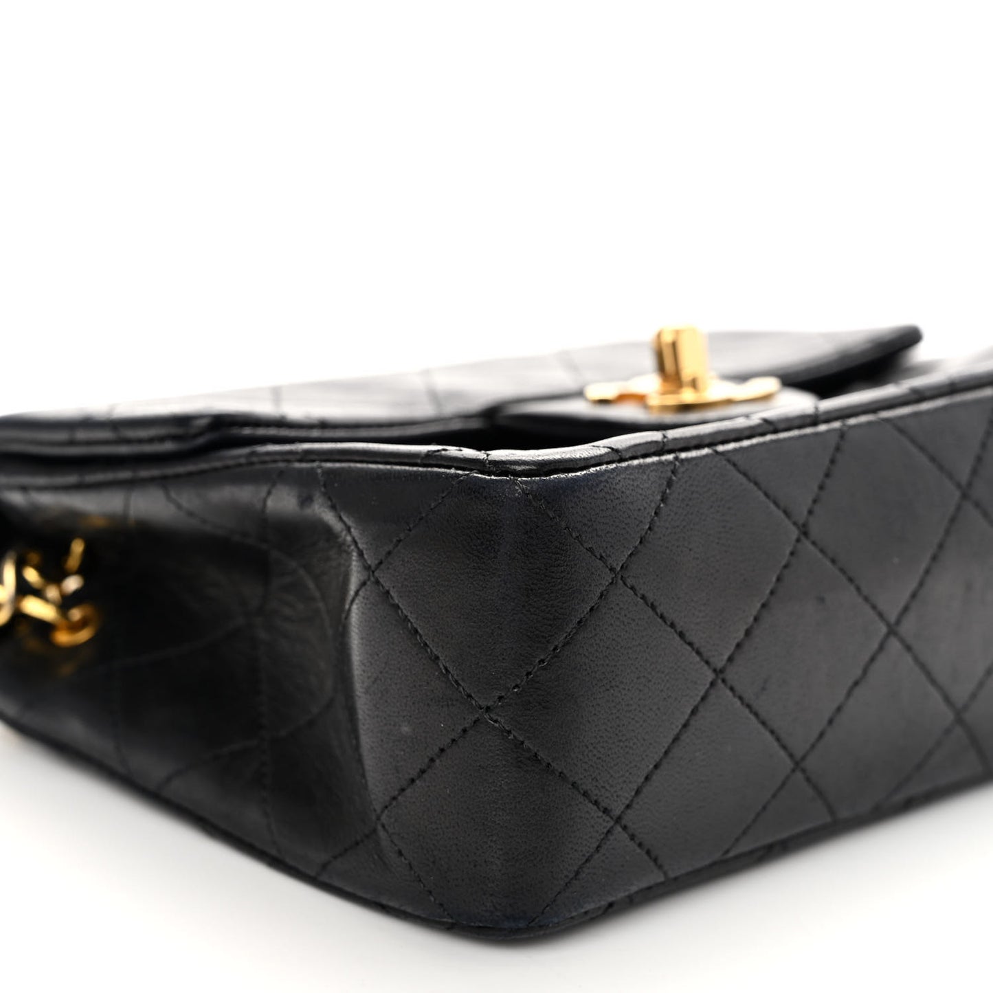Lambskin Quilted Mini Square Flap Black