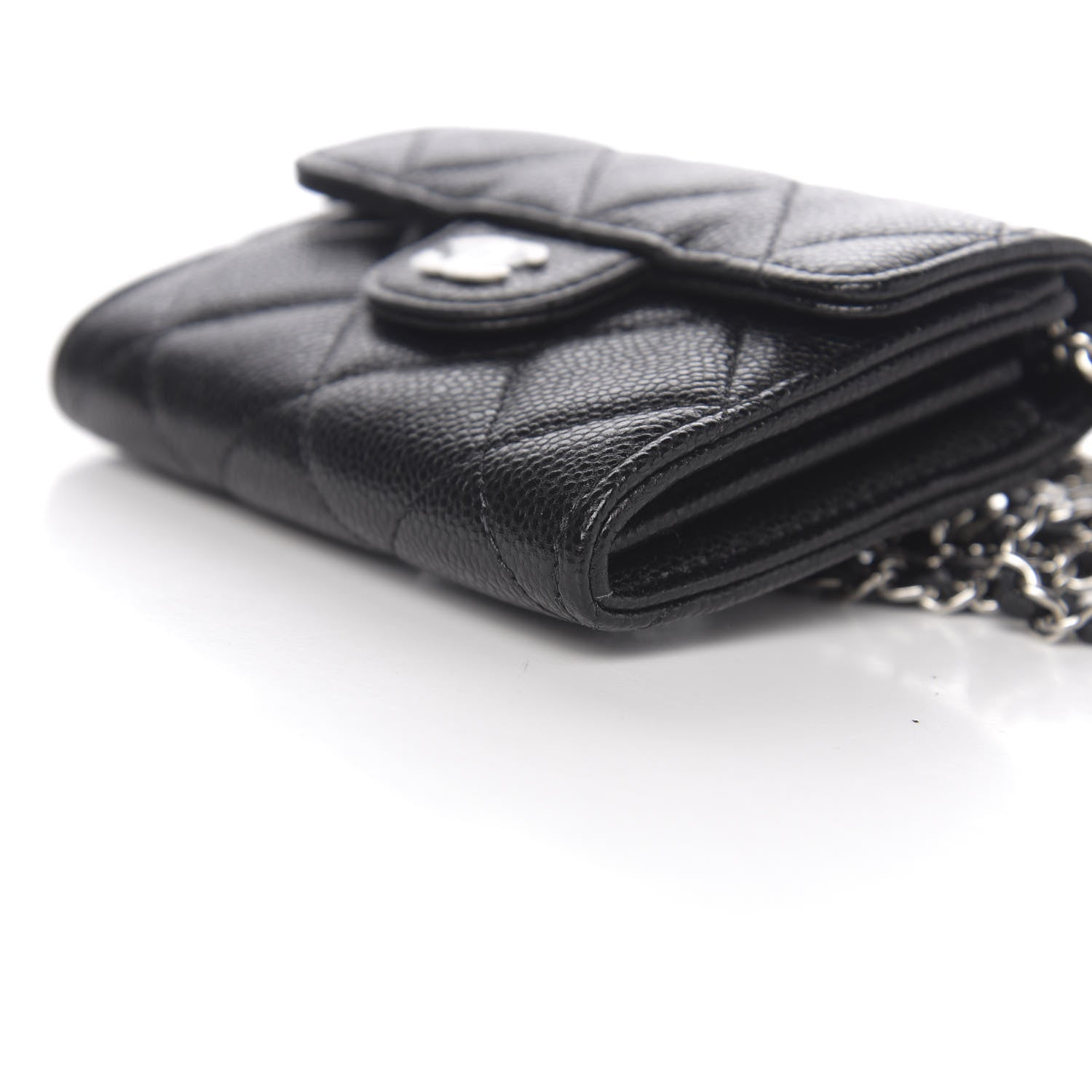 Chanel Caviar Quilted Flap Card Holder On Chain Black 9 of 11