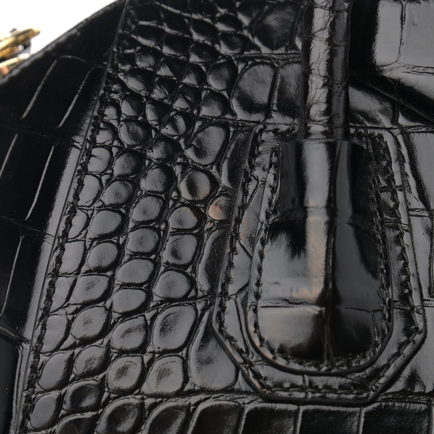 Calfskin Crocodile Embossed Small Antigona Black