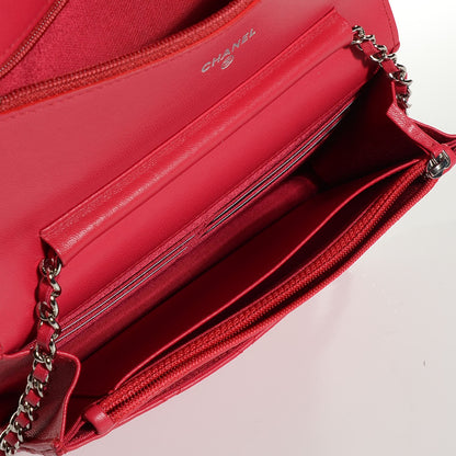 Chanel Lambskin Quilted Wallet On Chain WOC Dark Pink 4 of 7