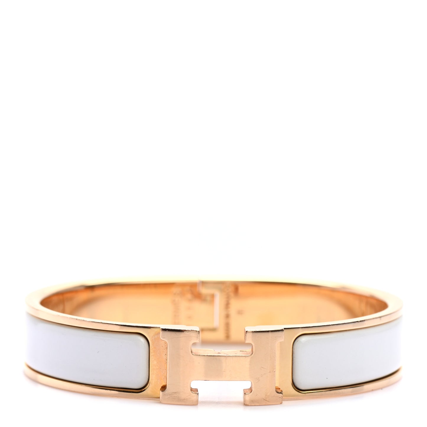 Enamel Narrow Clic Clac H Bracelet PM White
