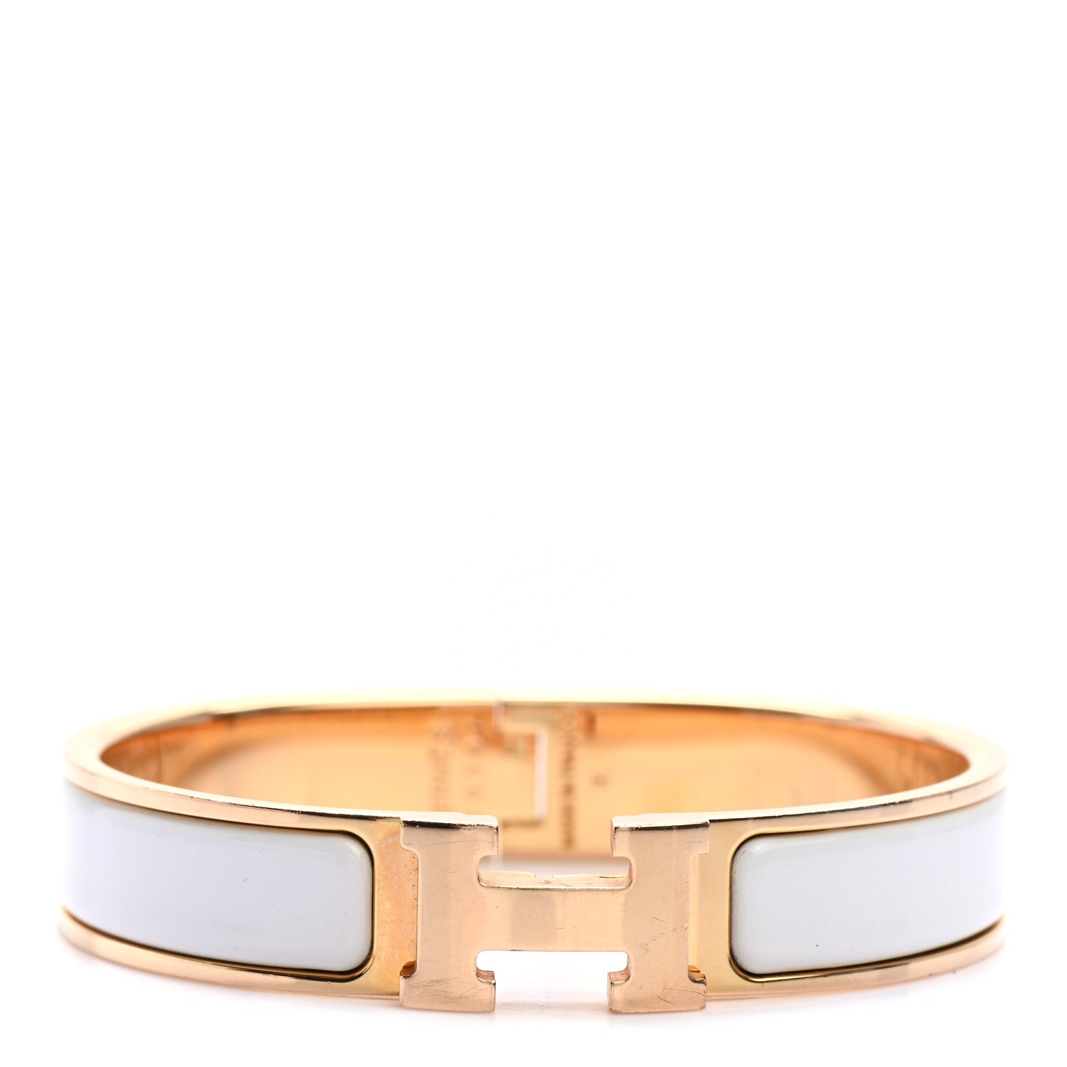Hermes Enamel Narrow Clic Clac H Bracelet PM White 1 of 4