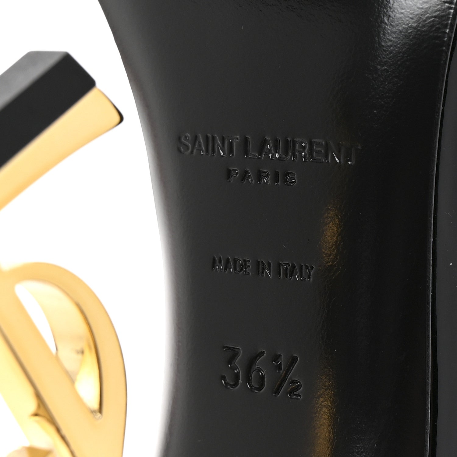 Saint Laurent Patent Calfskin Opyum 110 Sandals 36.5 Black Gold 13 of 18