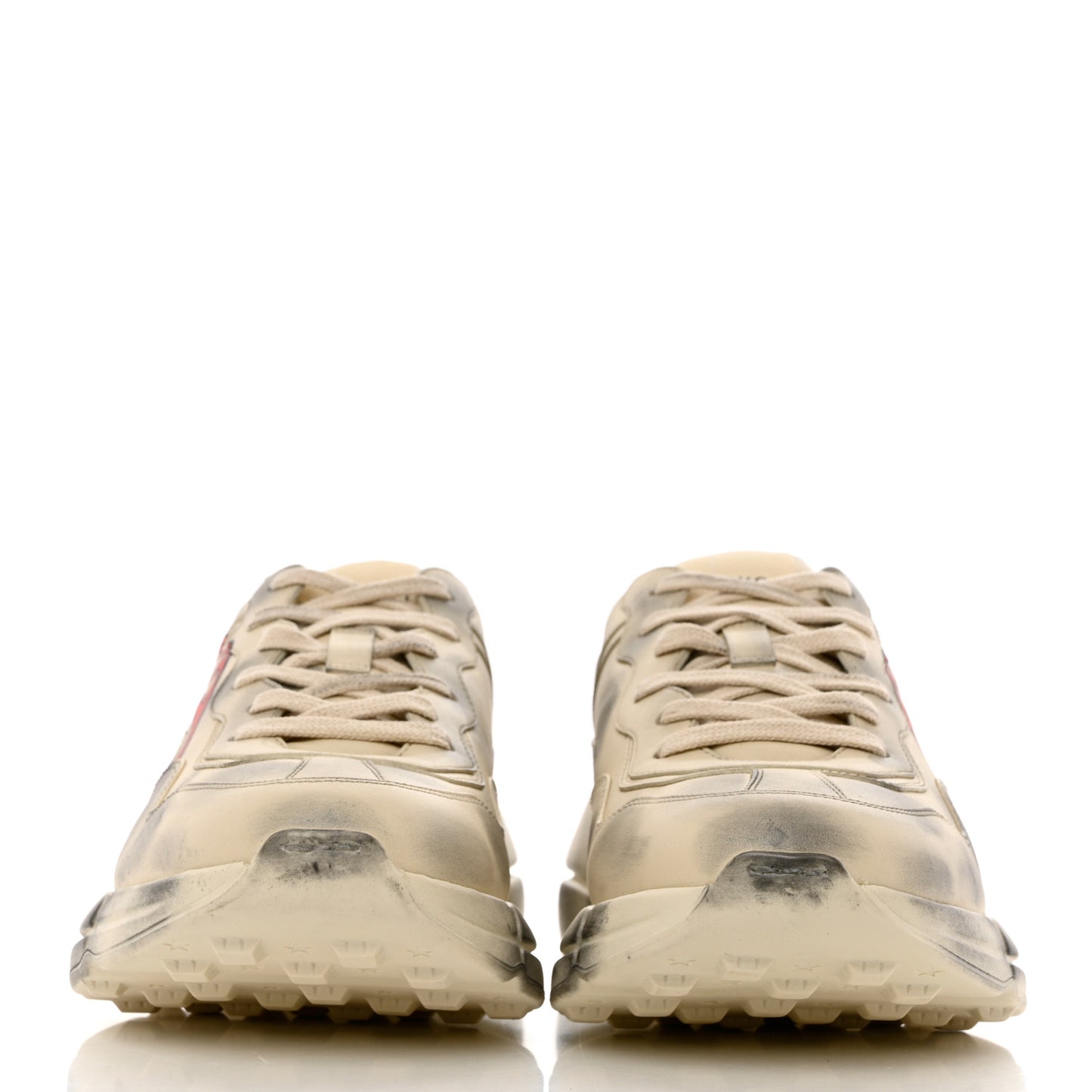 Calfskin Mouth Print Mens Rhyton Sneakers 8.5 Ivory