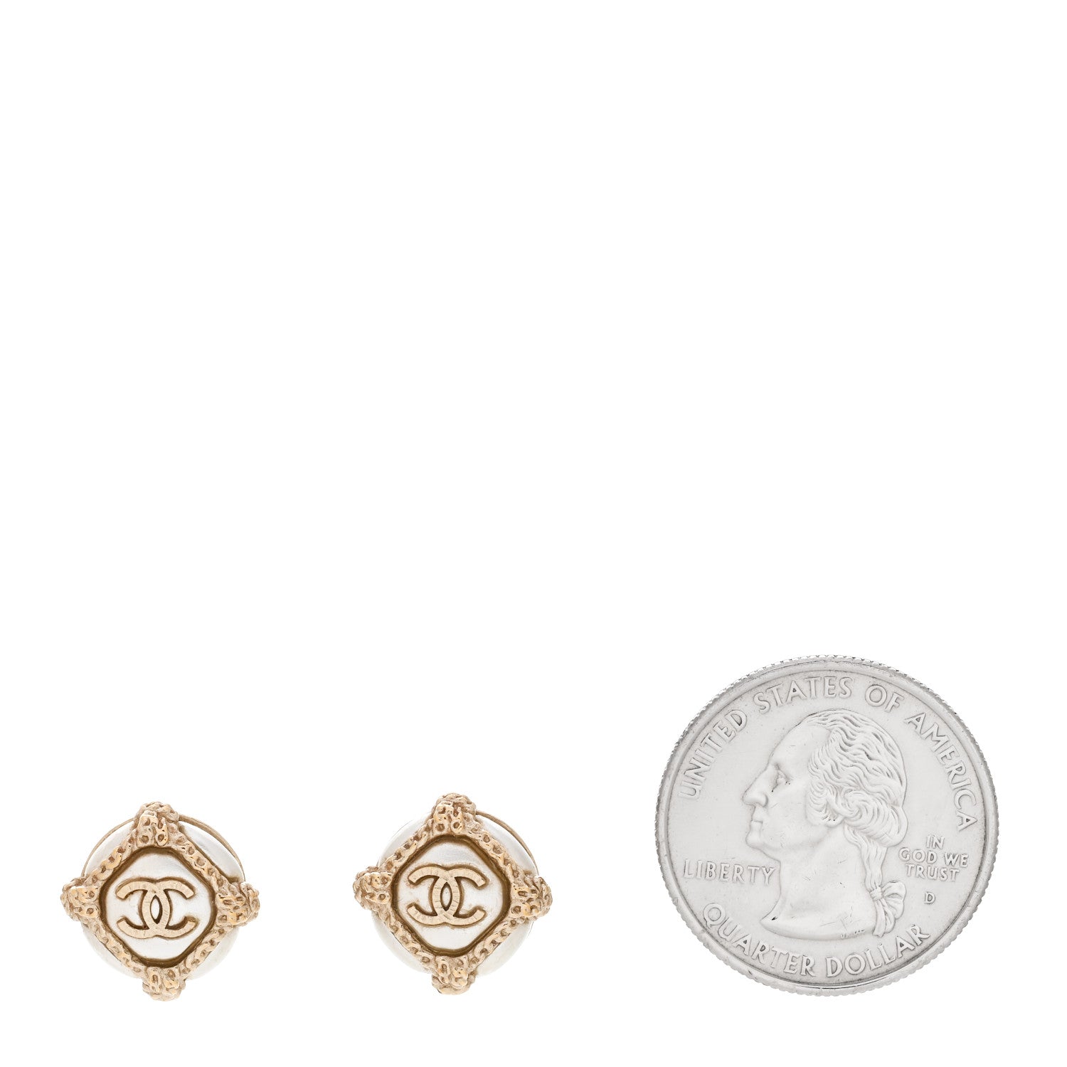 Chanel Pearl CC Earrings Gold Gold 2 of 4