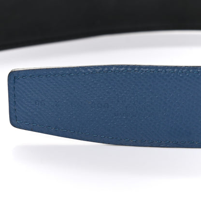 Hermes Epsom Swift 32mm Guilloche H Belt 85 Bleu Brighton Black 6 of 6