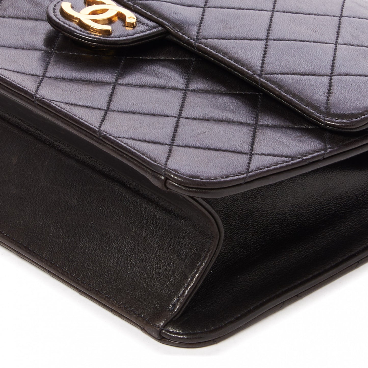 Lambskin Quilted Small Single Flap Black