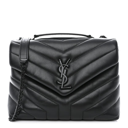 Saint Laurent Calfskin Y Quilted Monogram Monochrome Small Loulou Chain Satchel Black 1 of 11