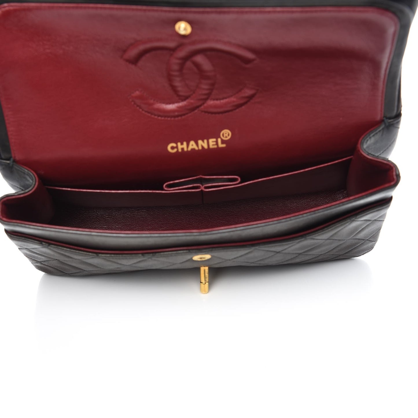 Lambskin Quilted Medium Double Flap Black