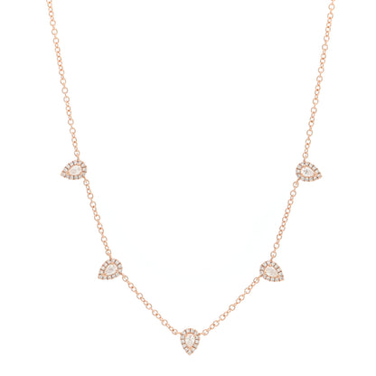 Parker & West by FASHIONPHILE 14K Rose Gold Diamond .81ctw Pear Cut Five Station Necklace 1 of 4