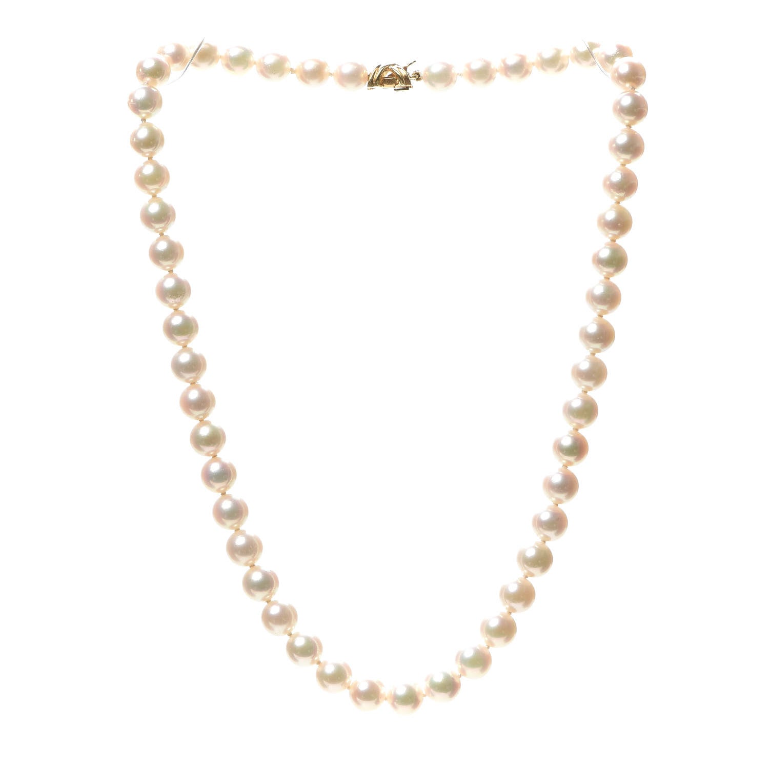 Tiffany 18K Yellow Gold Akoya Pearl 7.5mm Signature Strand Necklace 3 of 7