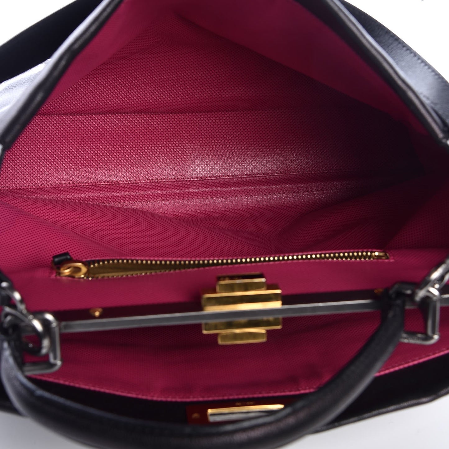 Goatskin Large Peekaboo Iconic Satchel Black Lampone