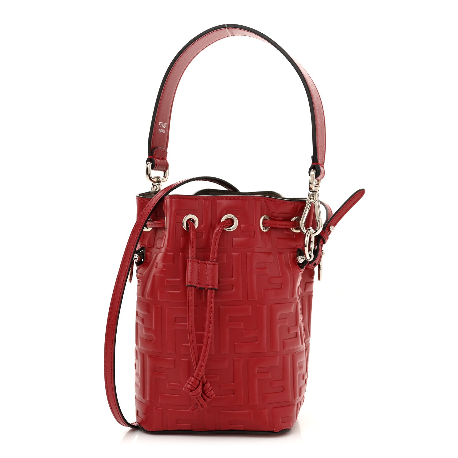 Fendi Vitello Liberty F is Fendi FF 1974 Embossed Mini Mon Tresor Bucket Bag Fragola 1 of 11