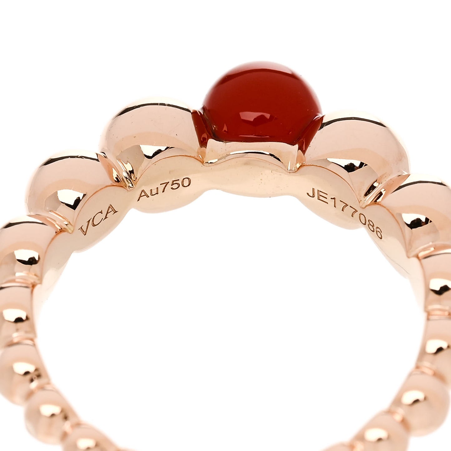 18K Rose Gold Carnelian Perlee Couleurs Variation Ring 52 6