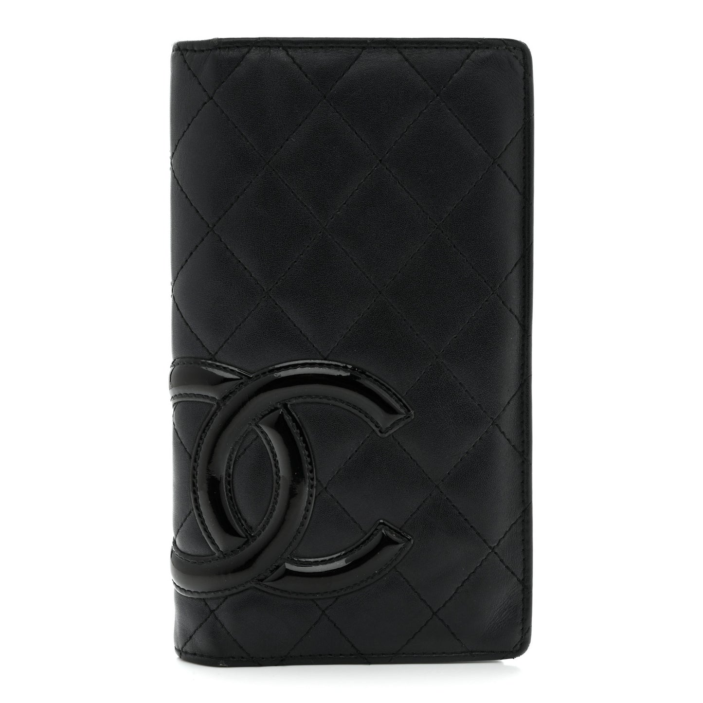 Calfskin Quilted Cambon Yen Wallet Black