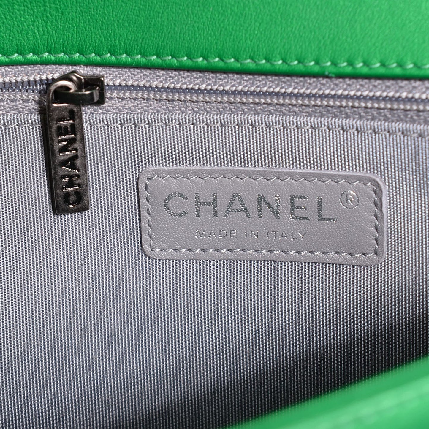 Metallic Calfskin Quilted Large Boy Flap Green