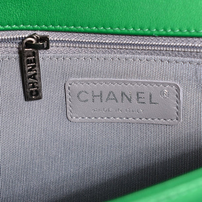 Chanel Metallic Calfskin Quilted Large Boy Flap Green 7 of 9