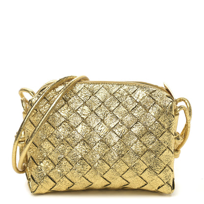 Bottega Veneta Metallic Calfskin Intrecciato Mini Loop Camera Bag Gold 1 of 9