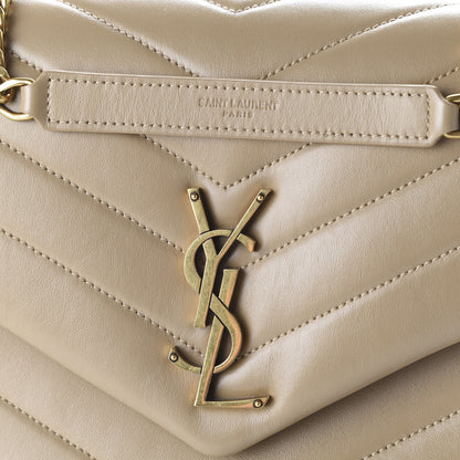 Saint Laurent Calfskin Y Quilted Monogram Medium Loulou Chain Satchel Nude Powder 9 of 9