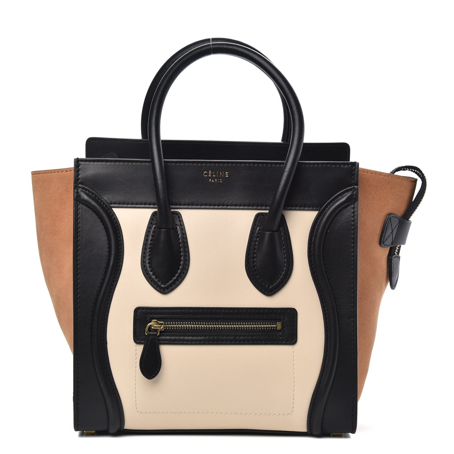 Satin Calfskin Suede Micro Tri-Color Luggage Seashell