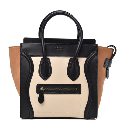 Celine Satin Calfskin Suede Micro Tri-Color Luggage Seashell 1 of 13