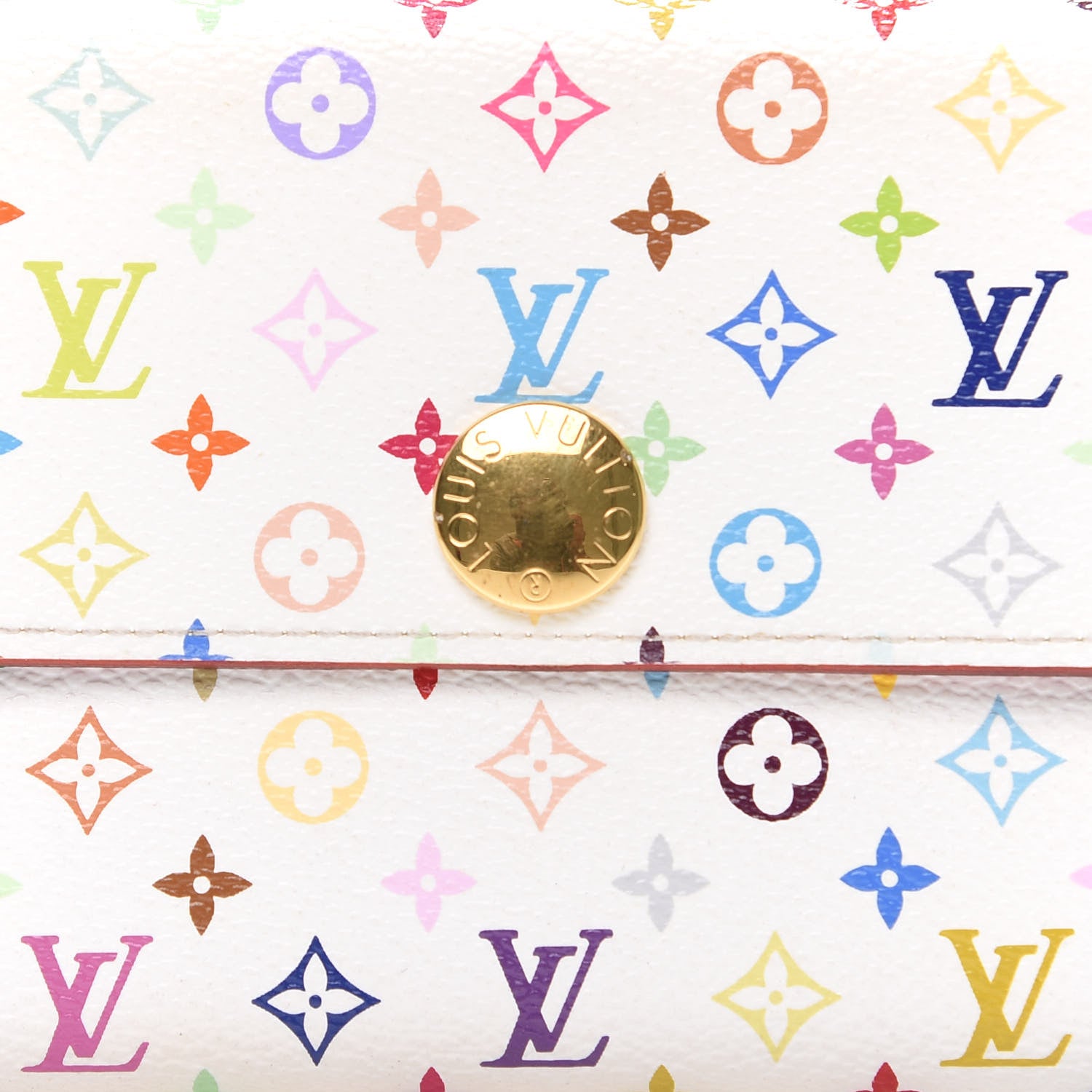 Louis Vuitton Monogram Multicolor Sarah Wallet White Litchi 9 of 10