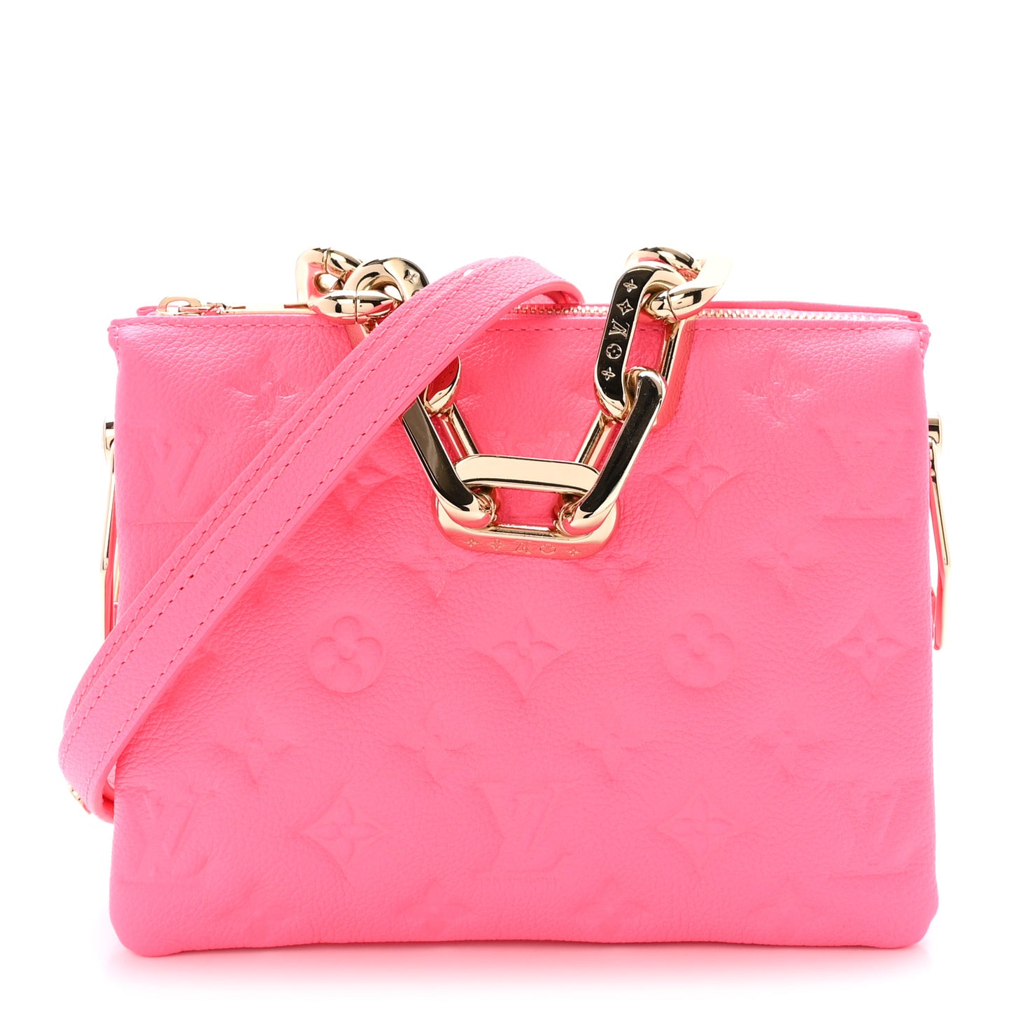 Calfskin Embossed Monogram Coussin BB Rose Fluo