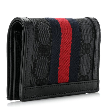 Gucci X BALENCIAGA BB Monogram Web Ophidia Card Case Wallet Black 3 of 12