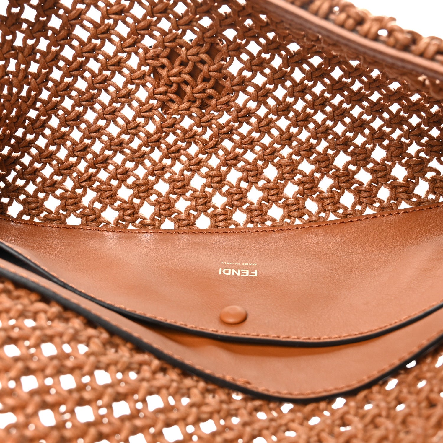 Fendi Straw Vitello King Woven Baguette Brandy 5 of 10