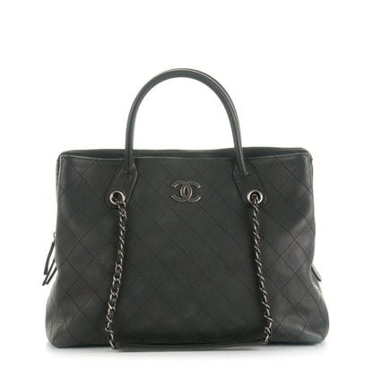 Chanel Grained Vegetal Calfskin Stitched Shopping Tote Black 1 of 8