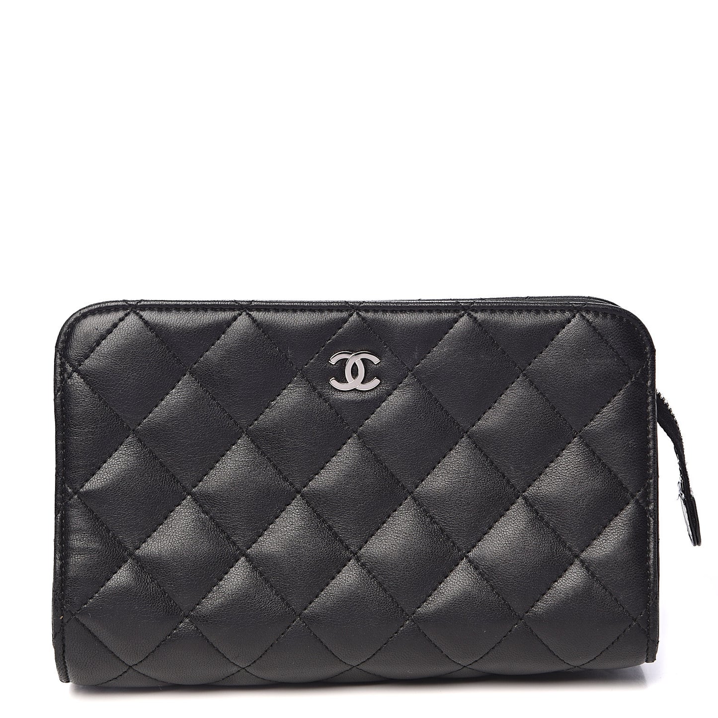 Lambskin Quilted Cosmetic Case Black