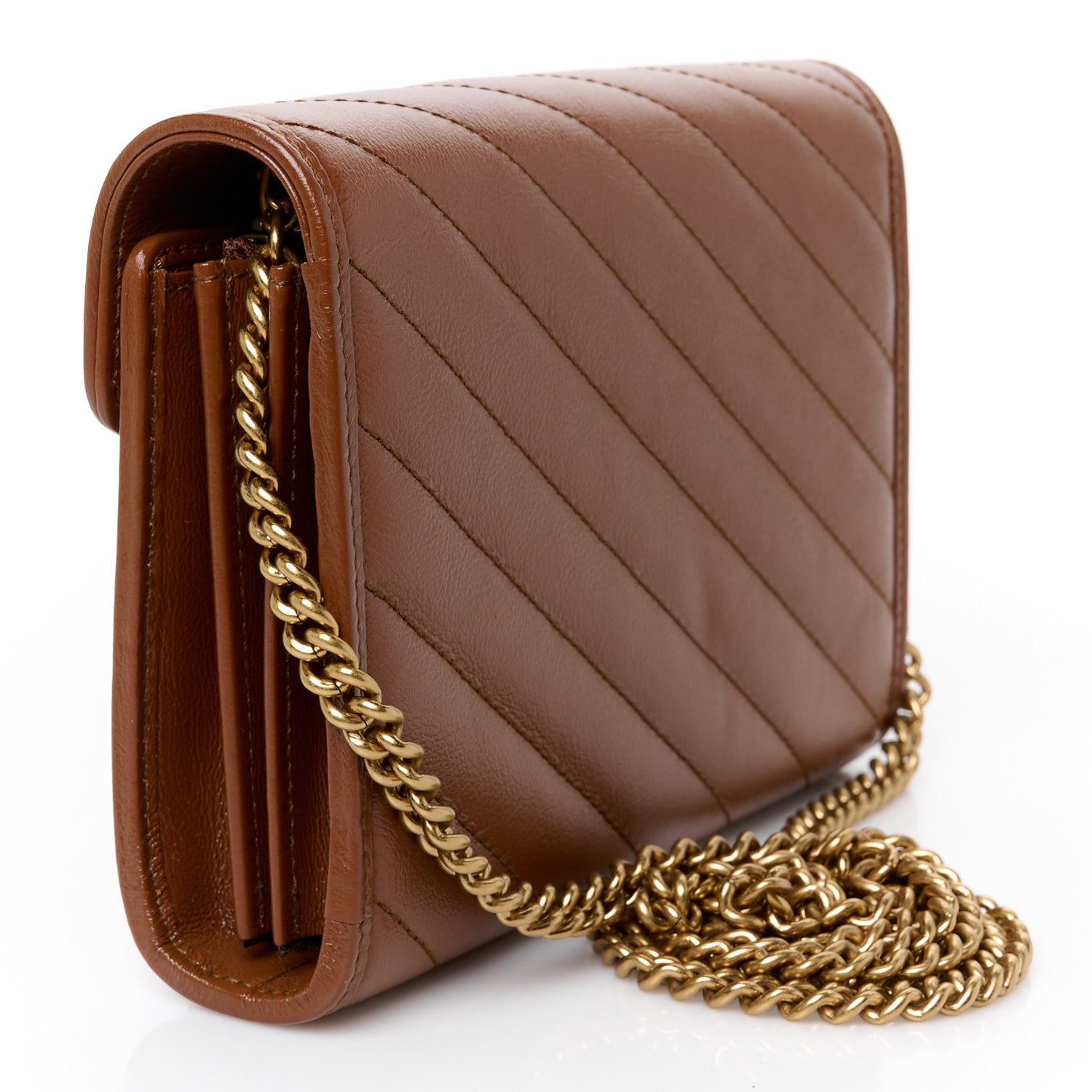 Gucci Azalea Calfskin Matelasse Diagonal GG Marmont Chain Wallet Cuir 3 of 10