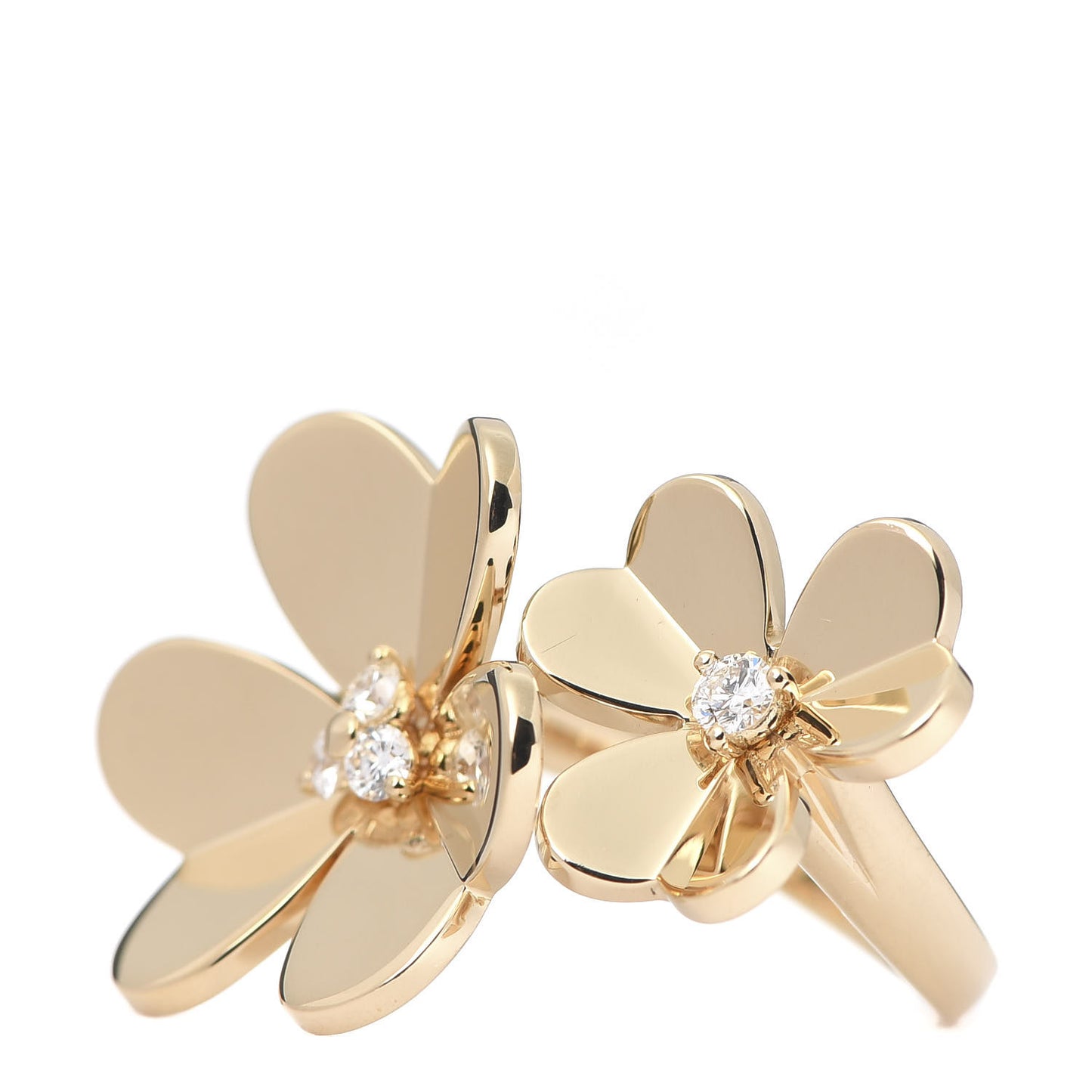 18K Yellow Gold Diamond Frivole Between The Finger Ring 54 6.75