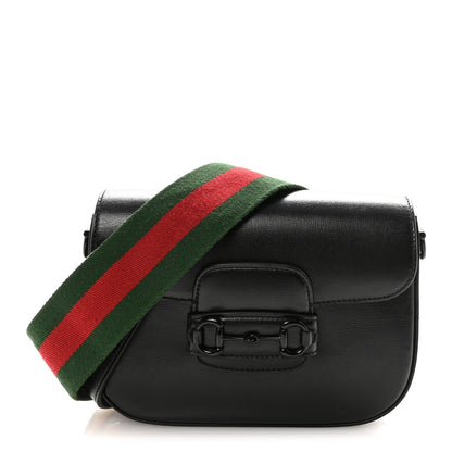 Gucci Azalea Calfskin Web Monochrome Small Horsebit 1955 Shoulder Bag Black 1 of 9