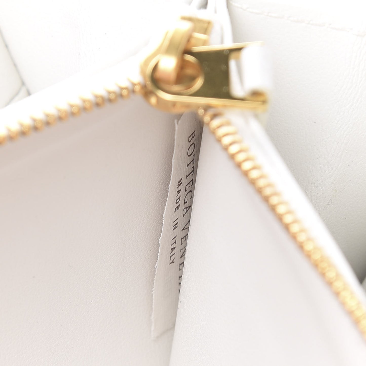 Calfskin Intrecciato Zip Around Wallet White