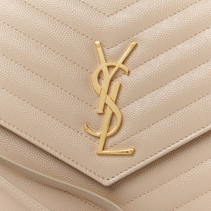 Saint Laurent Grain De Poudre Matelasse Chevron Monogram Envelope Clutch Dark Beige 8 of 9