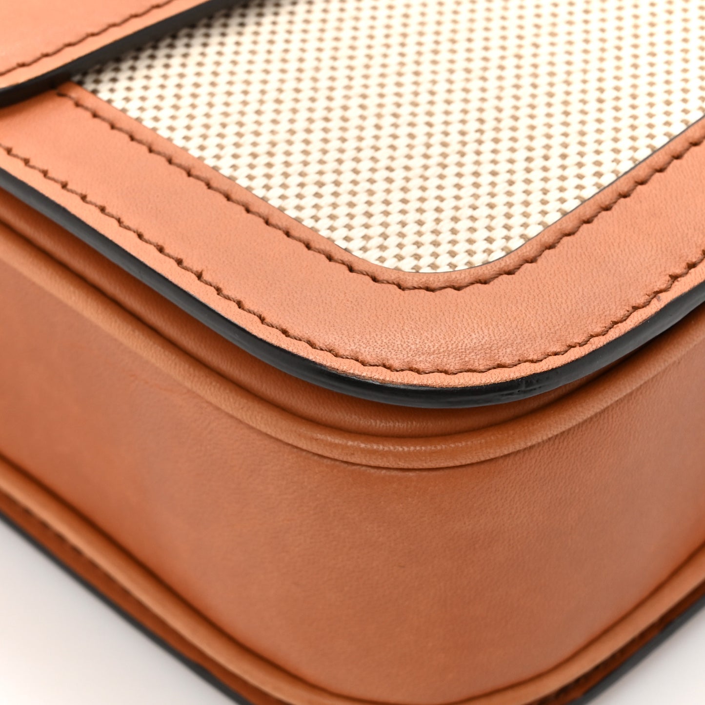 Canvas Calfskin Medium Classique Triomphe Bag White Tan