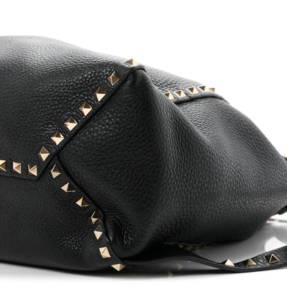 Valentino Garavani Pebbled Calfskin Rockstud Drawstring Backpack Black 9 of 9