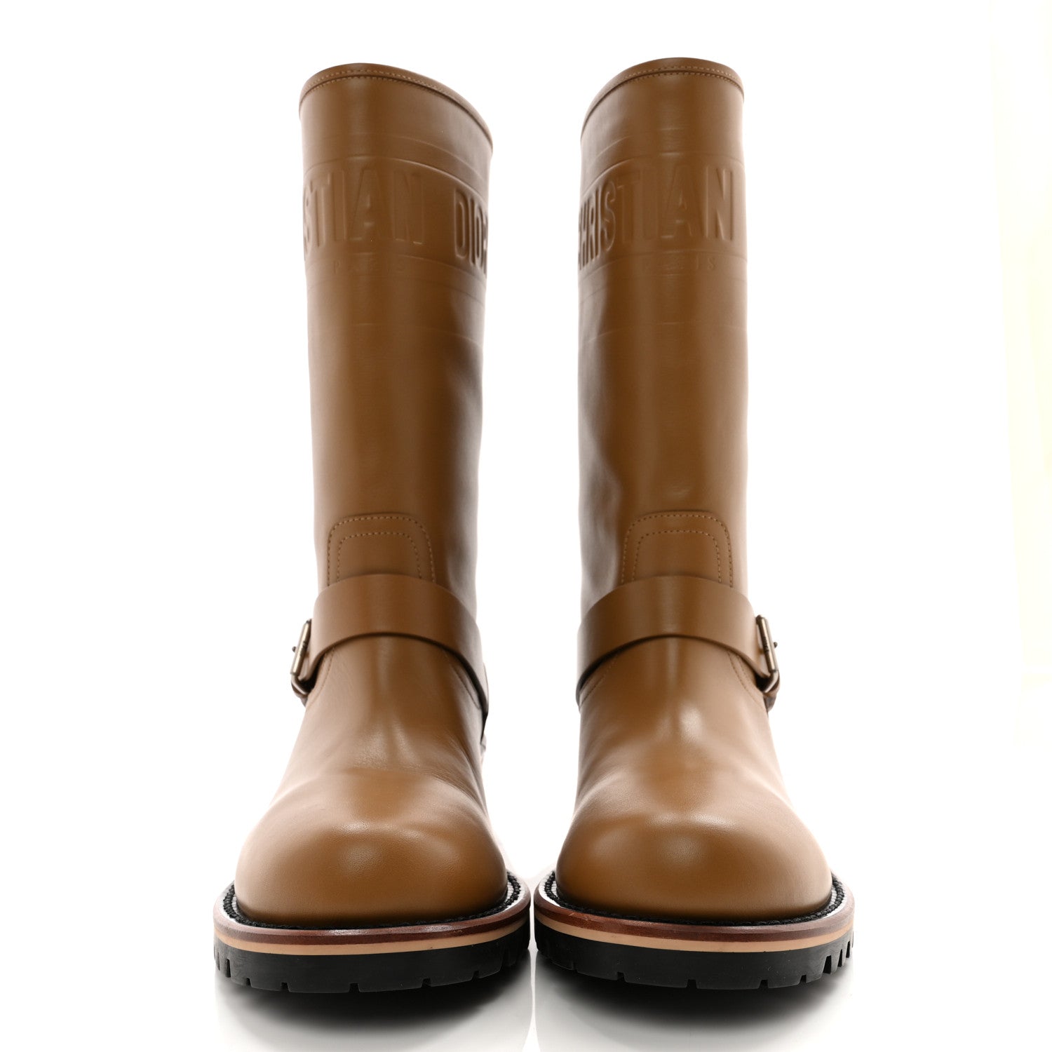 Christian Dior Calfskin Embossed Dior Quest 35mm Biker Boots 38.5 Natural 2 of 11