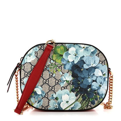 Gucci GG Supreme Monogram Blooms Mini Chain Shoulder Bag Beige Blue Navy Hibiscus Red 1 of 10