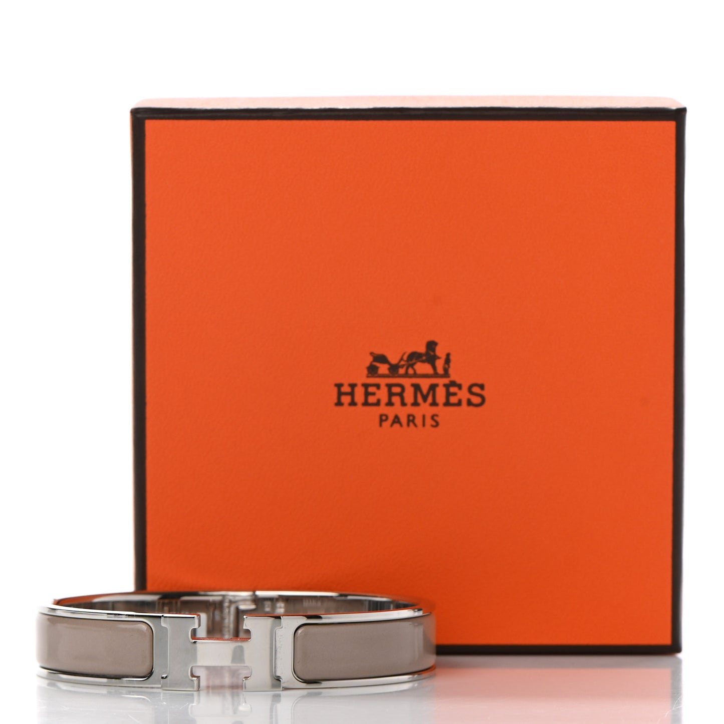 Enamel Narrow Clic Clac H Bracelet GM Marron Glace