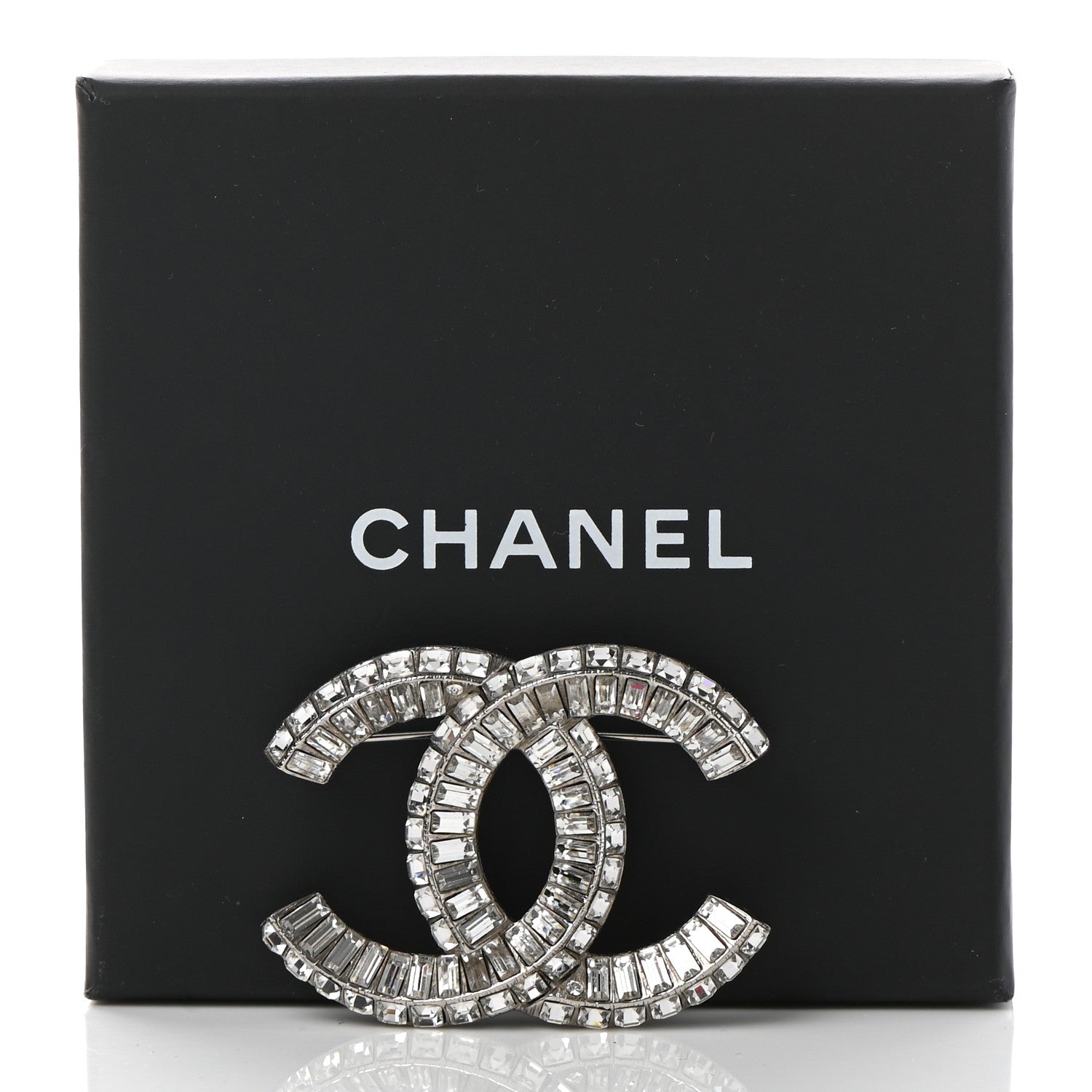 Chanel Baguette Crystal CC Brooch Silver 5 of 5