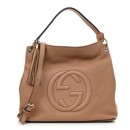 Gucci Pebbled Calfskin Large Soho Hobo Camelia 1 of 15