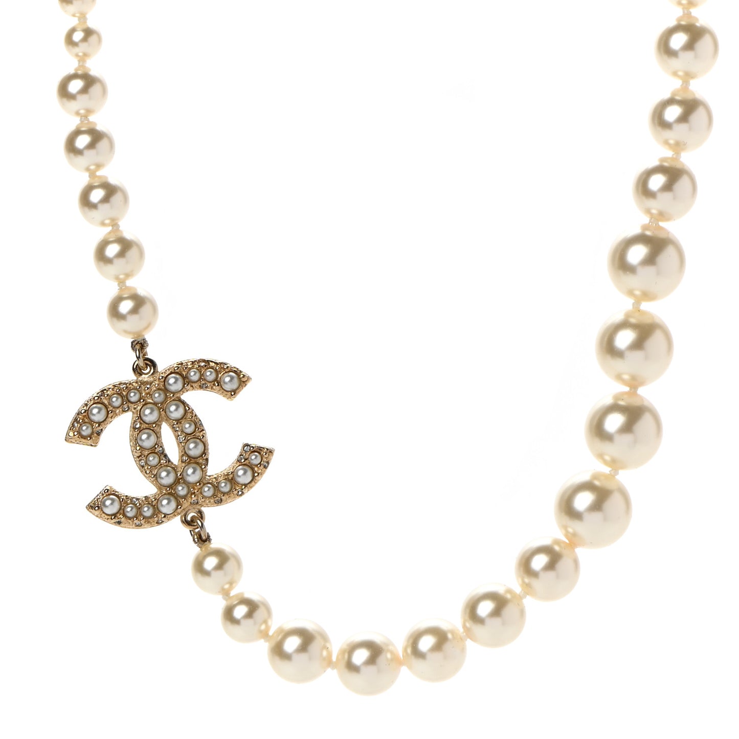 Pearl CC 100th Anniversary Necklace Light Gold