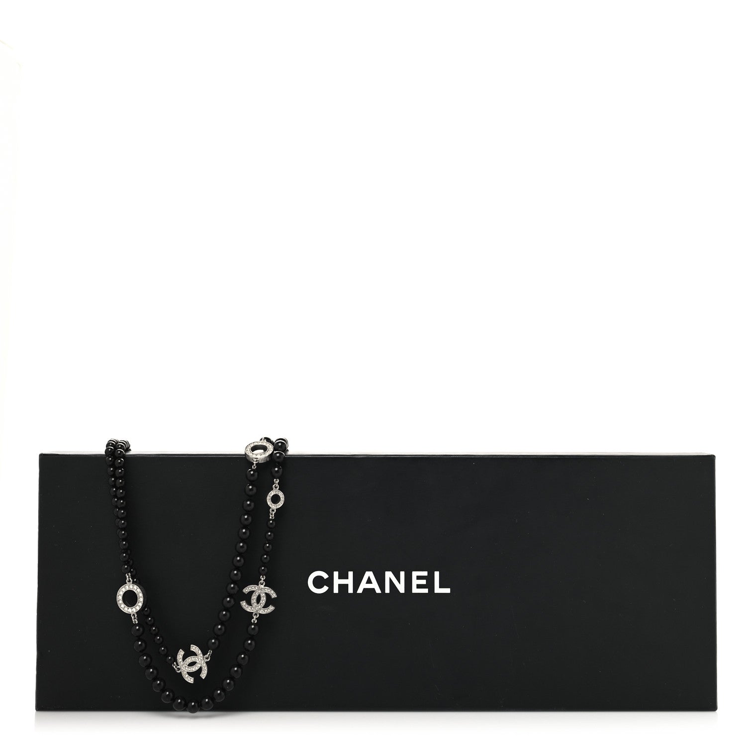Chanel Ruthenium Crystal Baguette Pearl Beaded CC Long Necklace Black 6 of 6