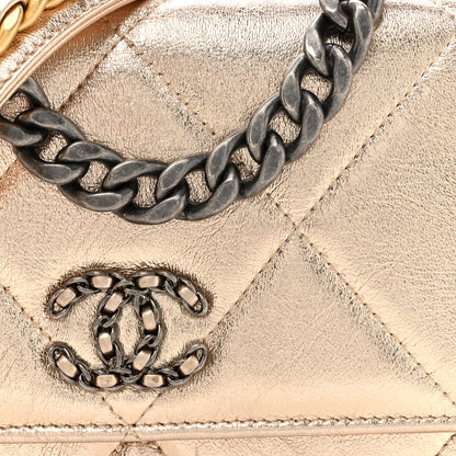 Chanel Metallic Goatskin Quilted Chanel 19 Wallet On Chain WOC Gold 9 of 15