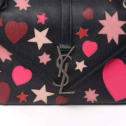 Saint Laurent Calfskin Medium Heart Patchwork Monogram Chain Wallet Black 11 of 11