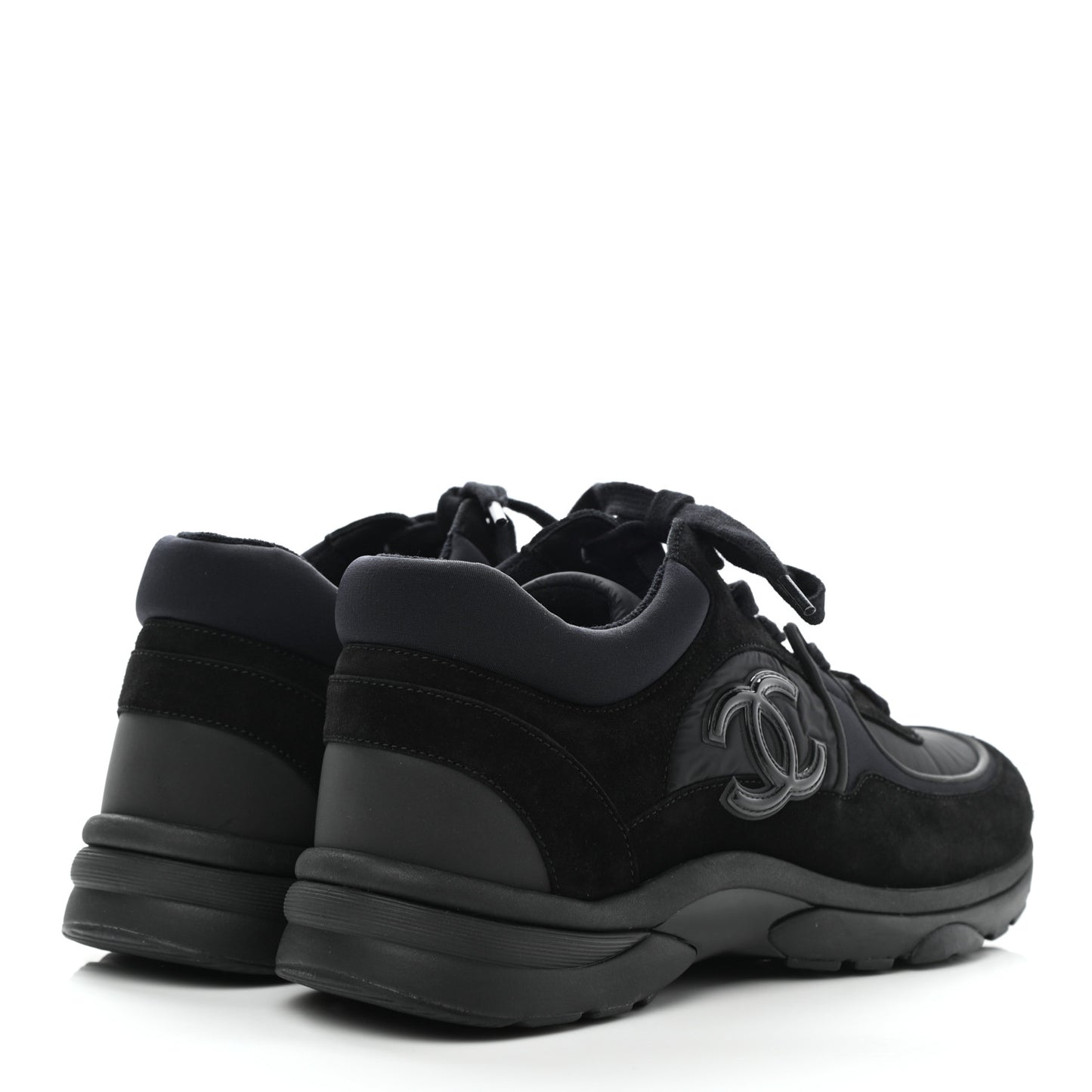 Nylon Calfskin Suede CC Sneakers 40 Black